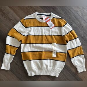 Boys NWT Cat & Jack Mustard and White Striped Sweater Size S 6/7
